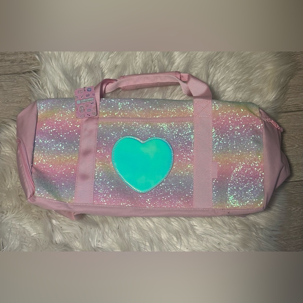 Pink rainbow duffle bag